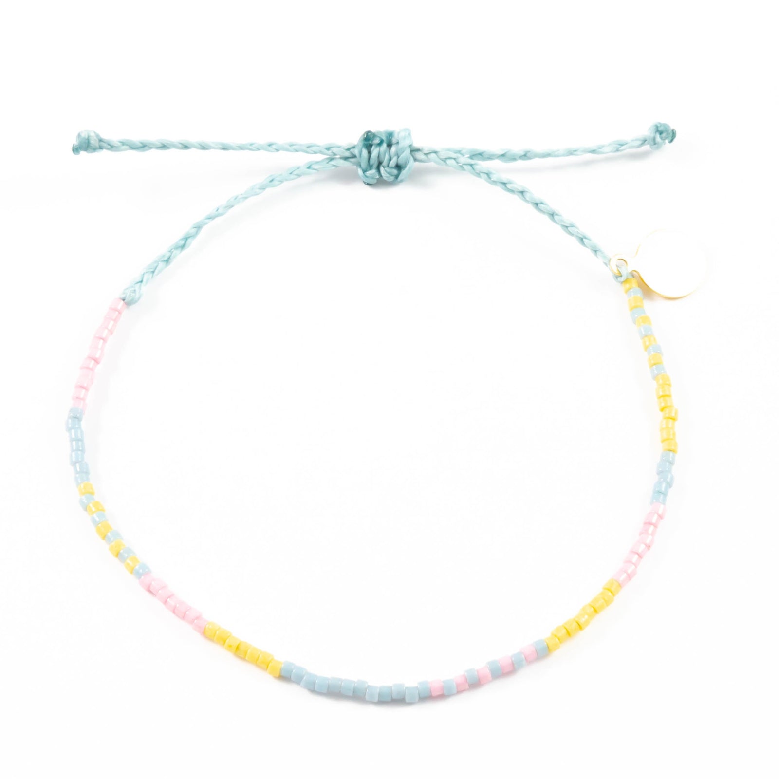 Blush Sunflower & Ocean Boho Beaded Bracelet