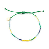 Fern Suflower & Blues Boho Beaded Bracelet