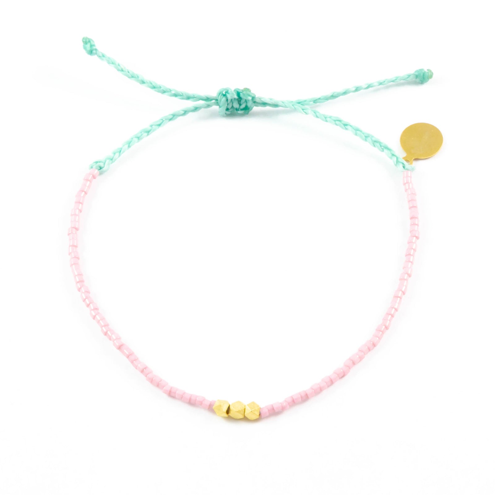 Blush & Cucumber Gold Bead Bracelet