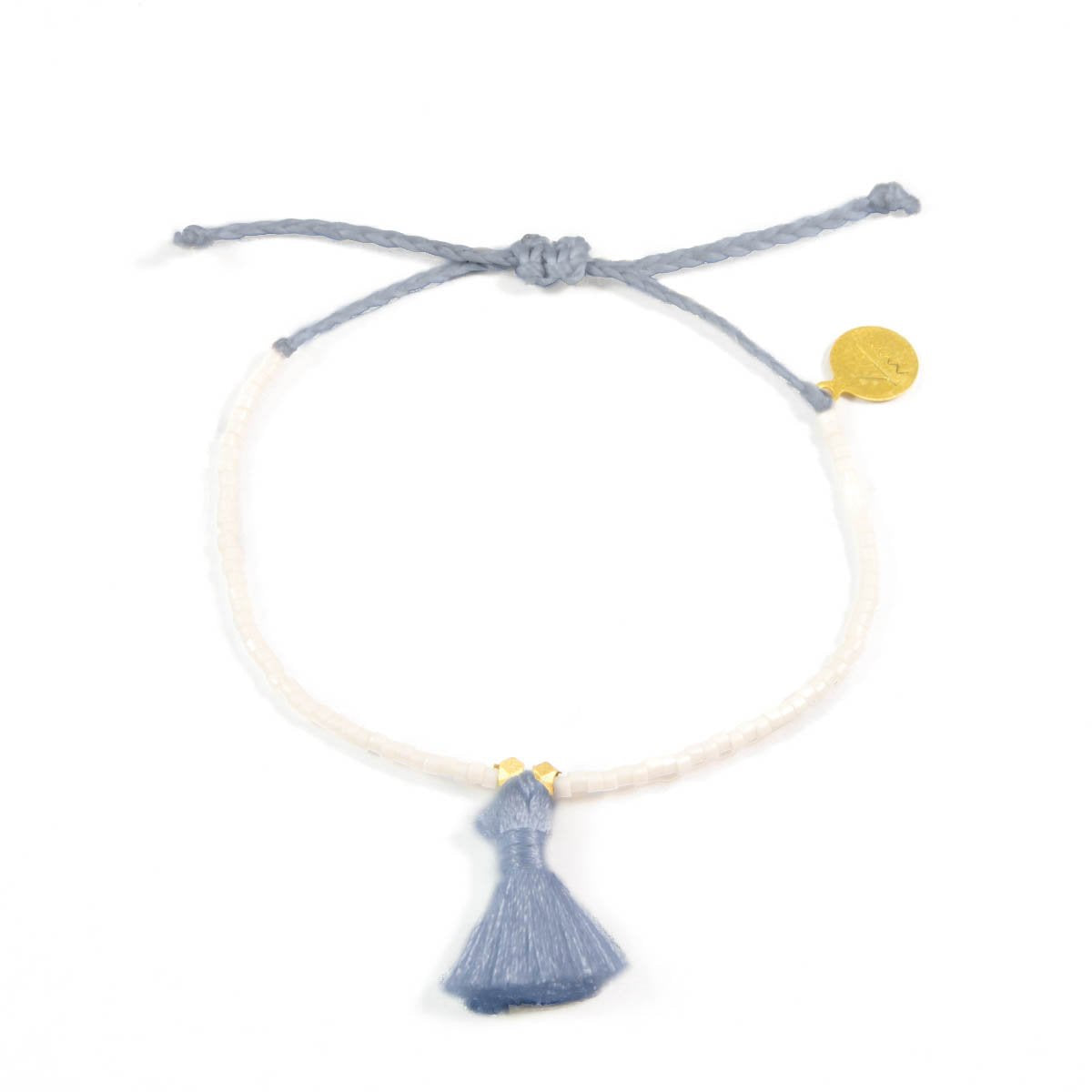 Peachy Cream w/ Denim Tassel Bracelet