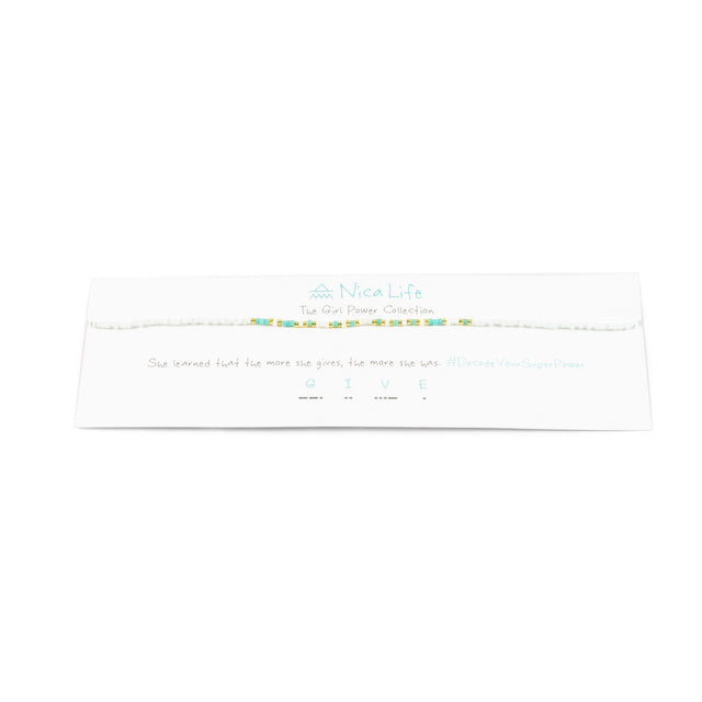 Teal GIVE Morse Code Choker
