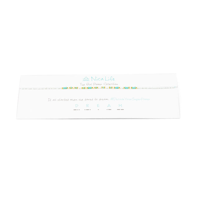 Teal DREAM Morse Code Choker