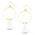 White Hoop Tassel Earrings in Gold