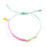 Pink & Cucumber Macrame Bracelet in Gold