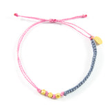 Denim & Rose Macrame Bracelet in Gold
