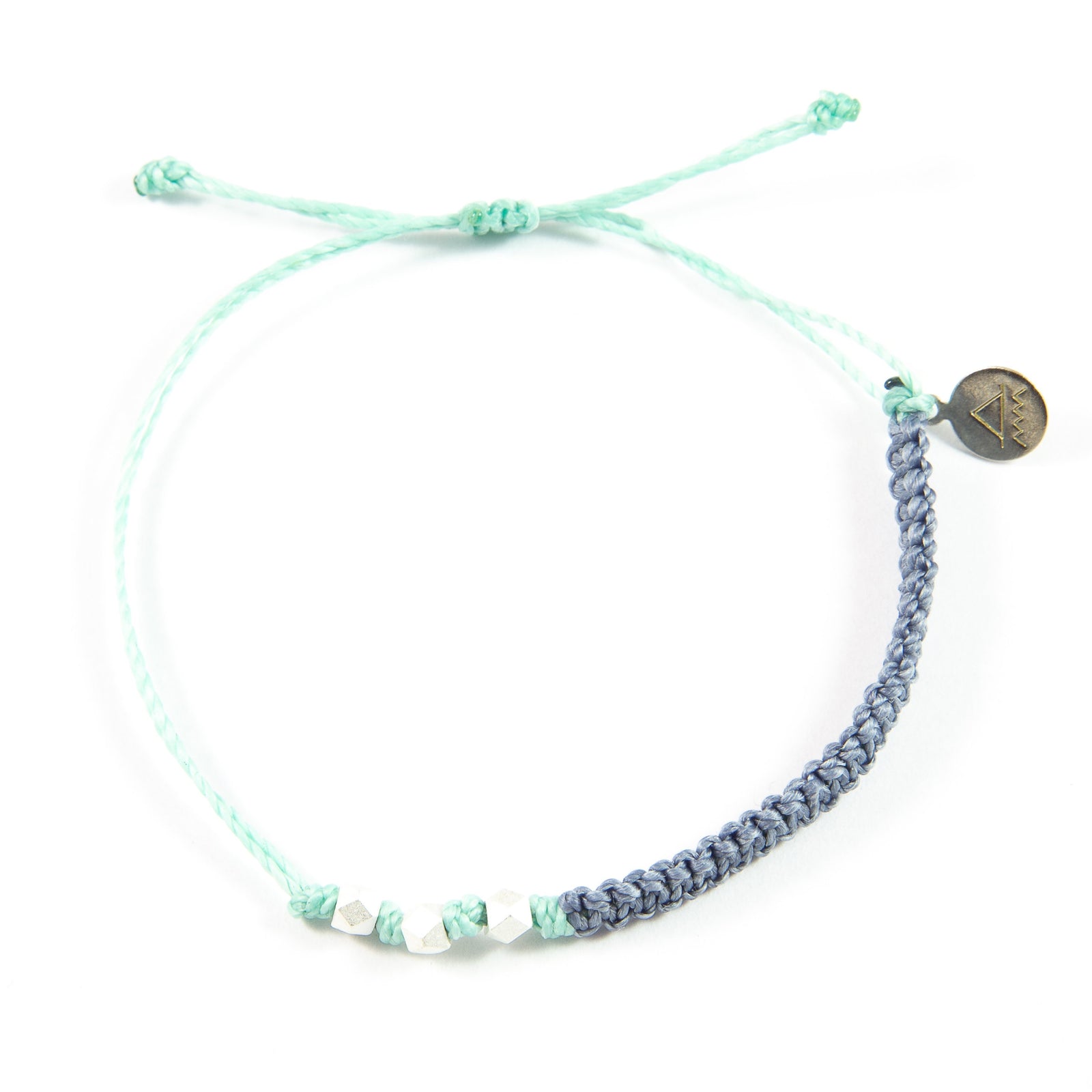 Denim & Cucumber Macrame Bracelet in Silver