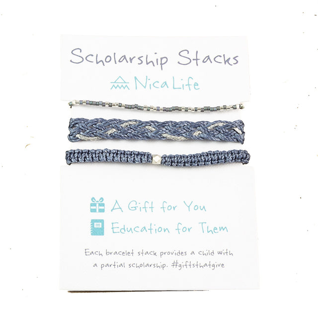 Denim & Silver Bracelet Stack