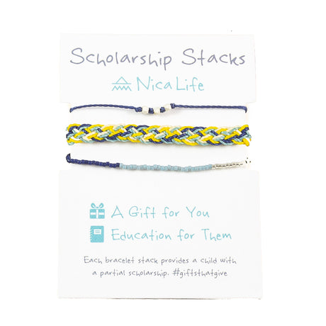 Blues and Sunflower Bracelet Stack