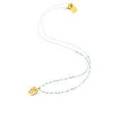 Coral & Teal Multi Palm Leaf Tiny Charm Necklace