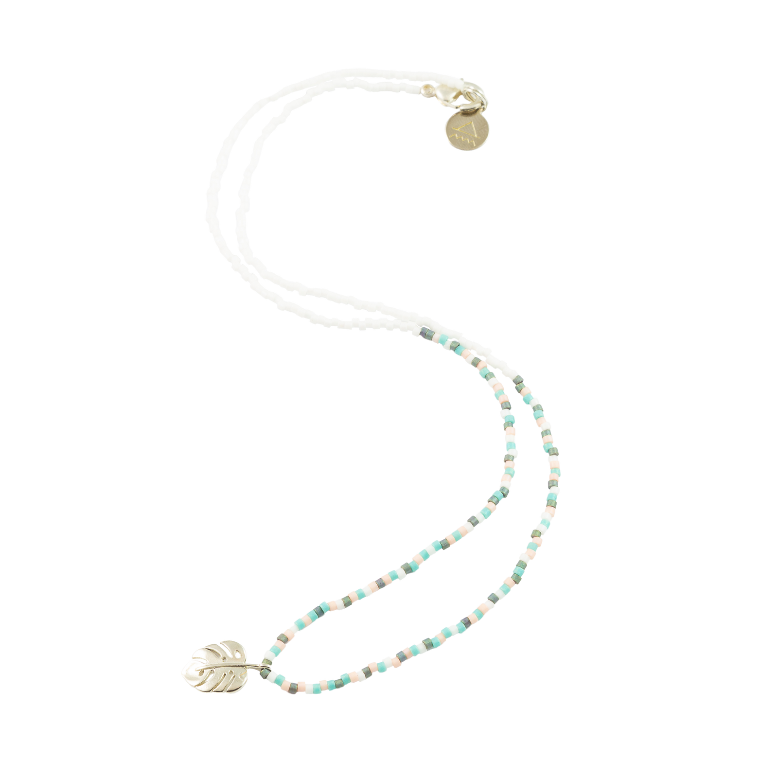 Desert Sunset Multi Palm Leaf Tiny Charm Necklace in Silver