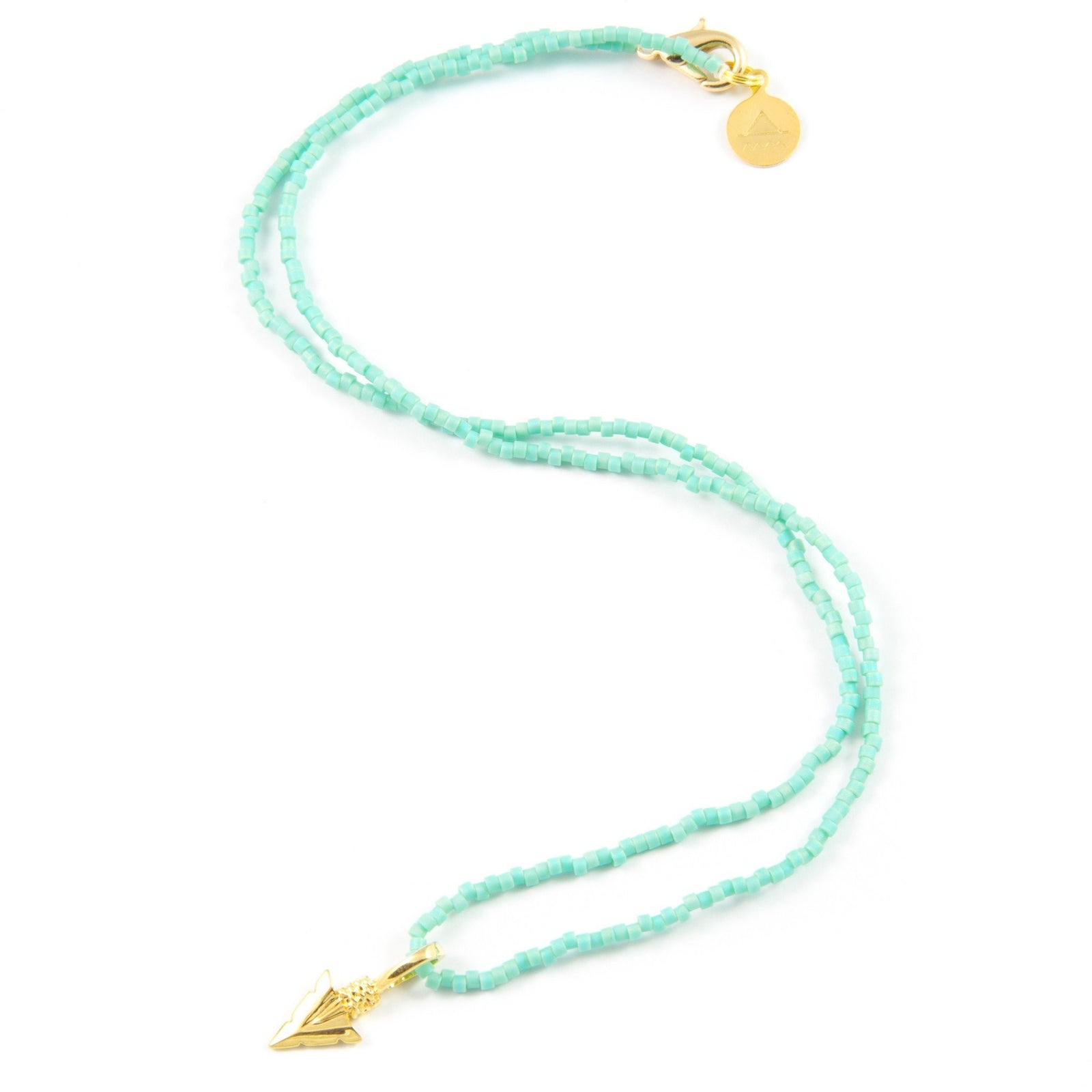 Teal Tribal Arrow Tiny Charm Necklace