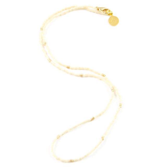 Cream w/ Gold Dot Necklace