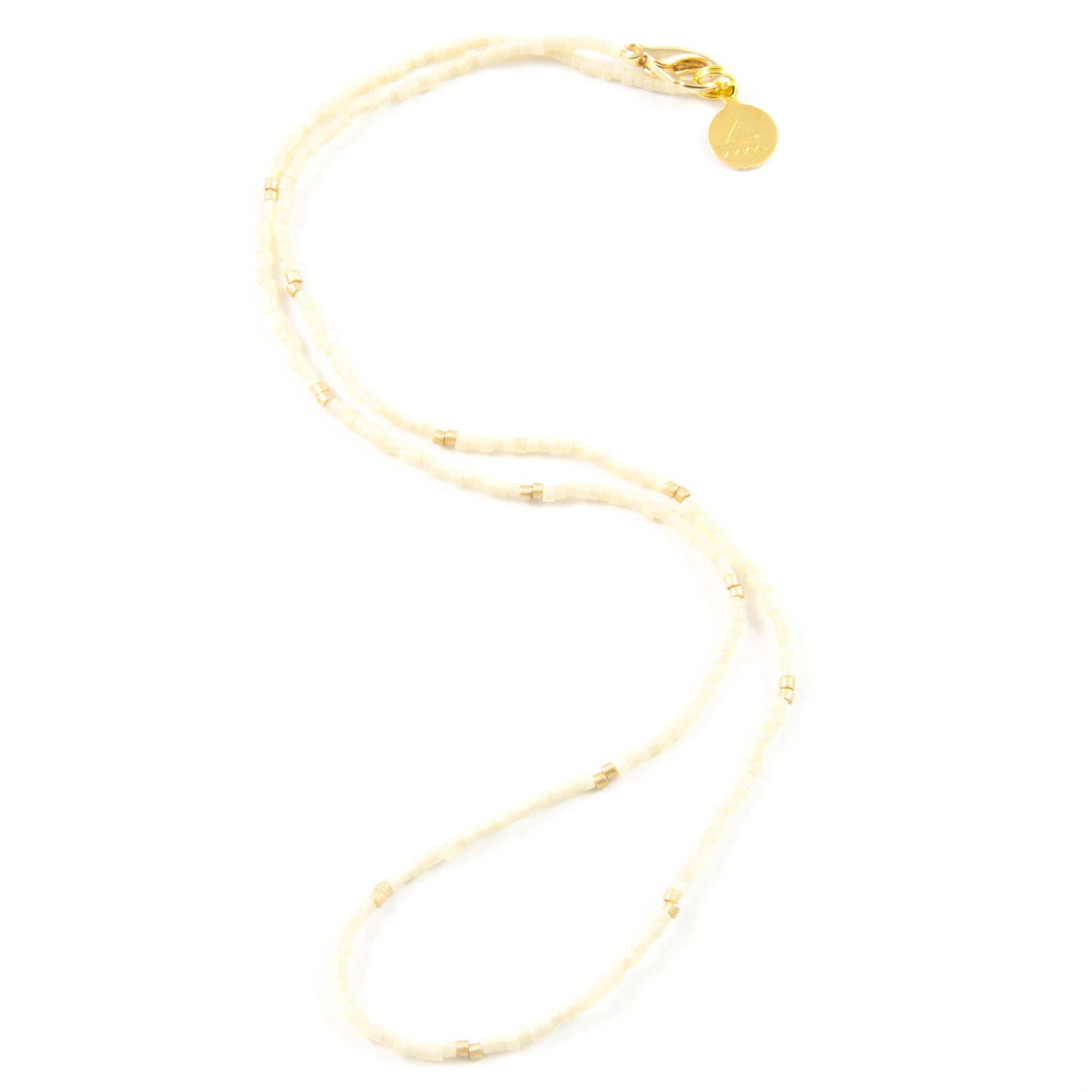 Cream w/ Gold Dot Necklace