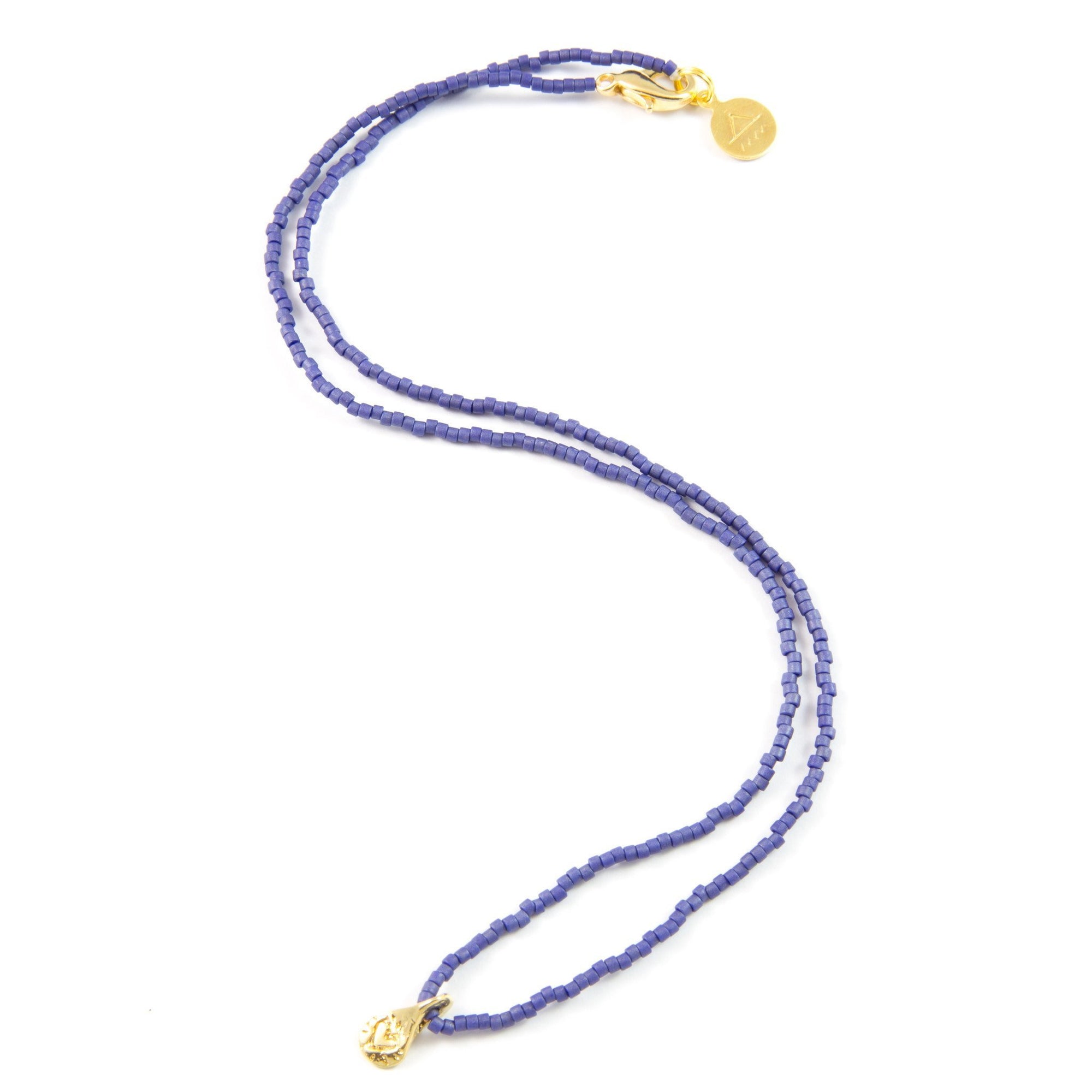Navy Blue Tear Drop Tiny Charm Necklace
