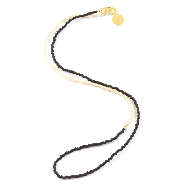 Black and Cream Asymmetrical Necklace