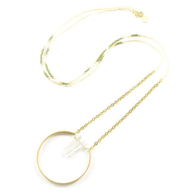 Olive Green Broken Circle Necklace