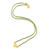 Olive Green Triangle Tiny Charm Necklace