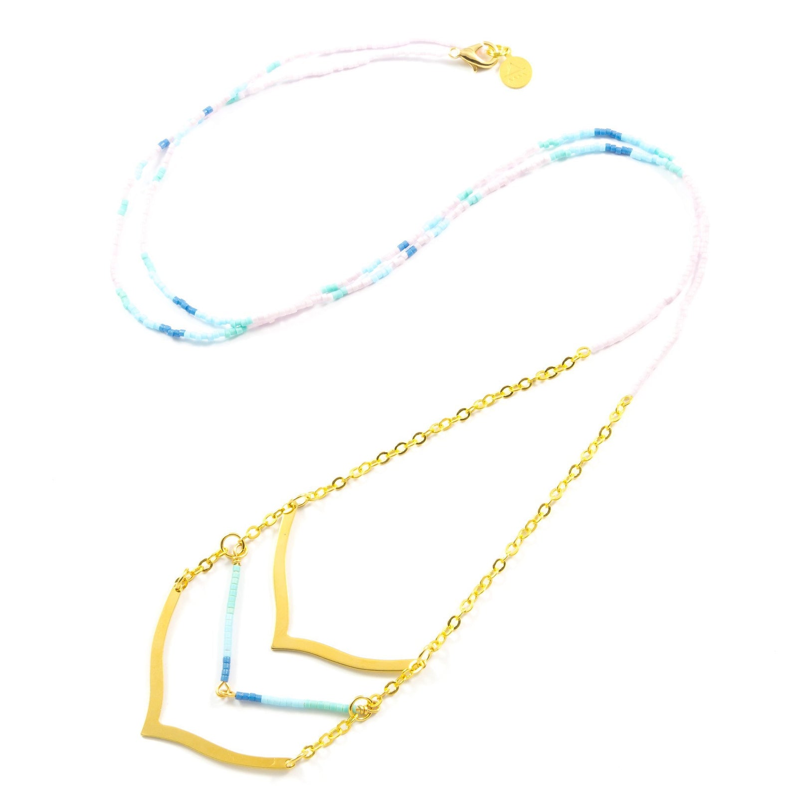 Blue and Teal Chevron Necklace