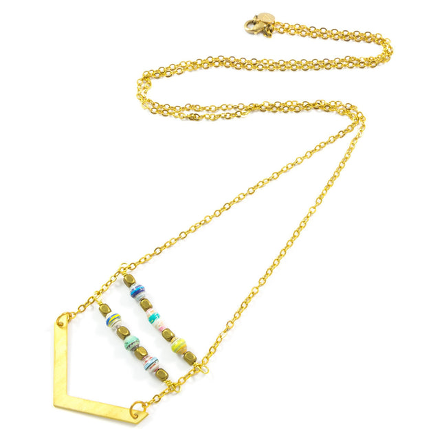 Paper Bead Chevron Necklace