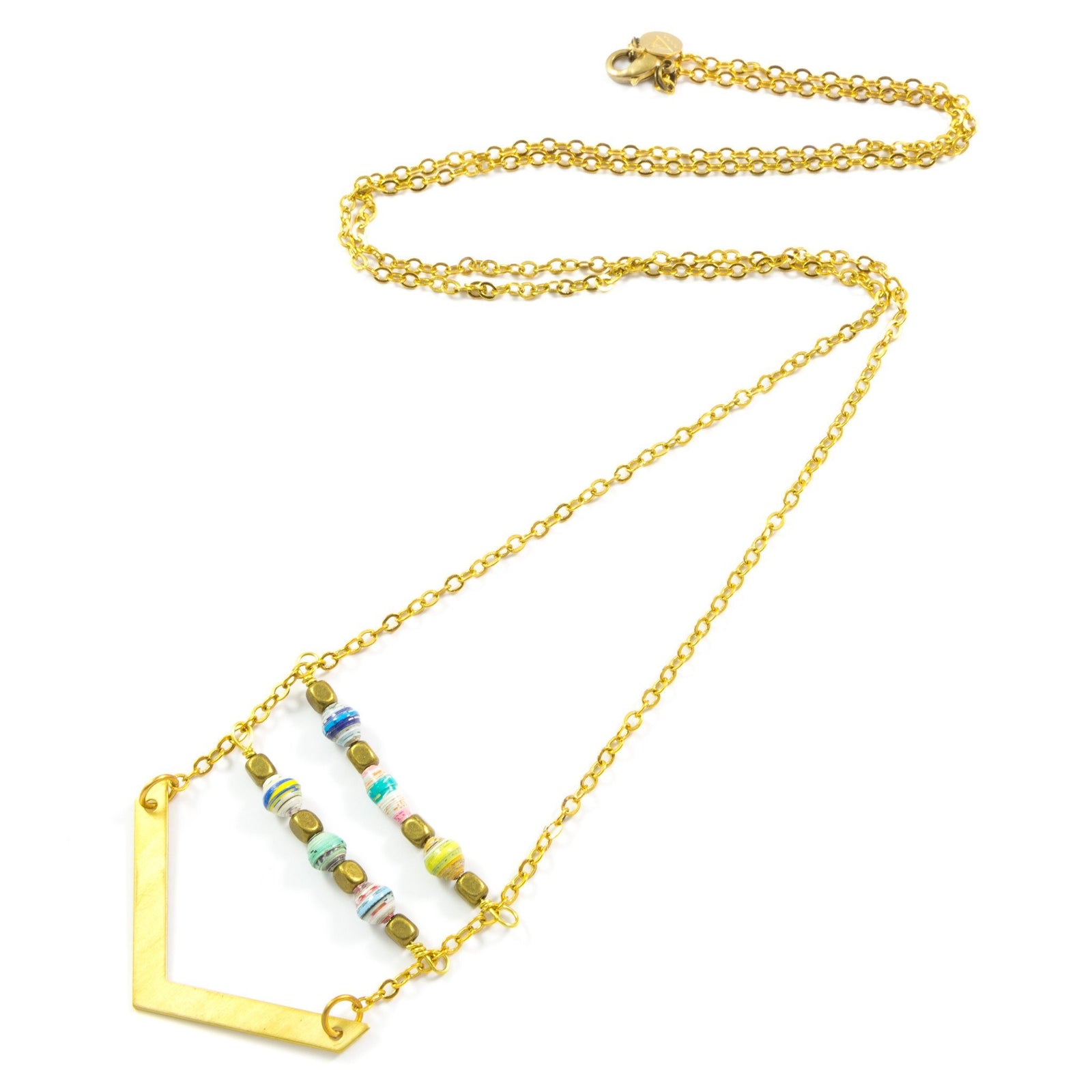 Paper Bead Chevron Necklace