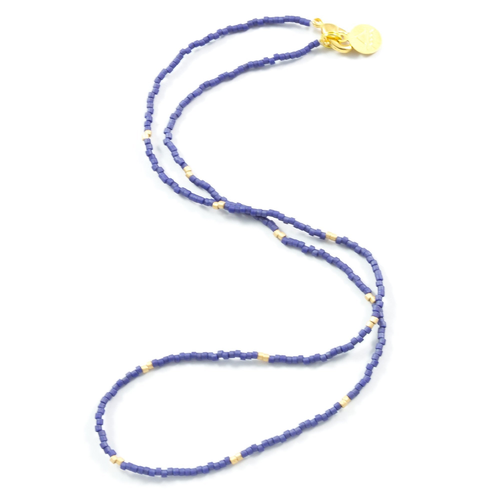 Navy Blue with Gold Dot Necklace