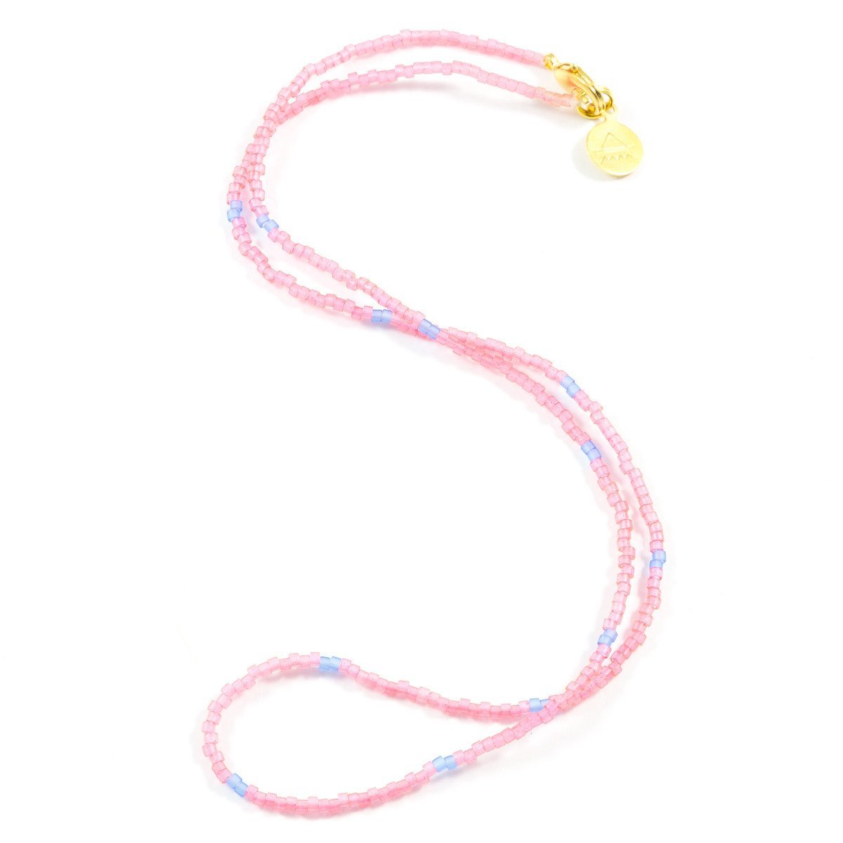 Sea Glass Pink  w/ Purple Dot Necklace