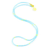 Sea Glass Aqua w/ Lime Green Dot Necklace