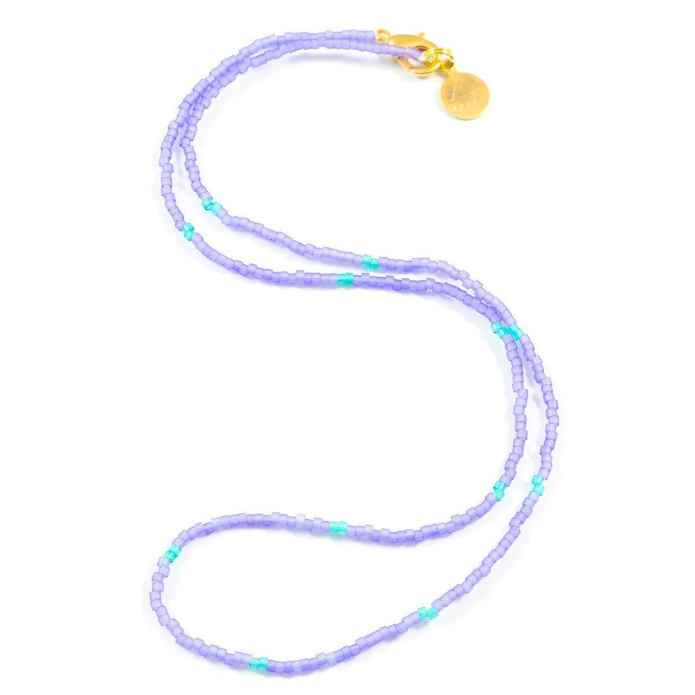 Sea Glass Purple w/ Teal Dot Necklace
