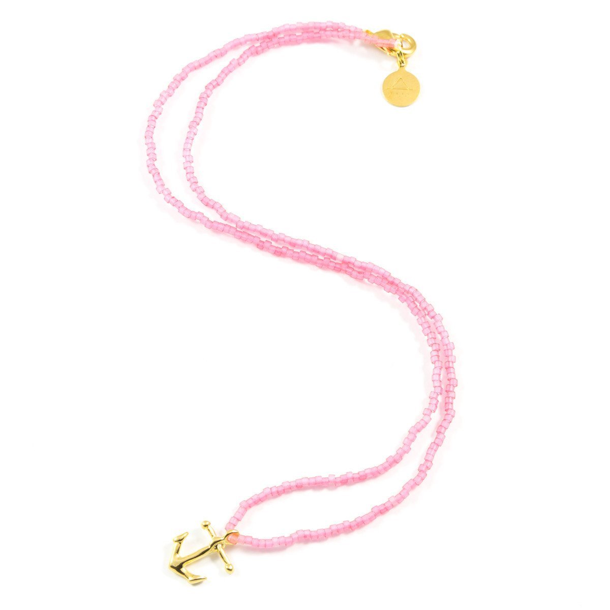 Sea Glass Pink Anchor Necklace