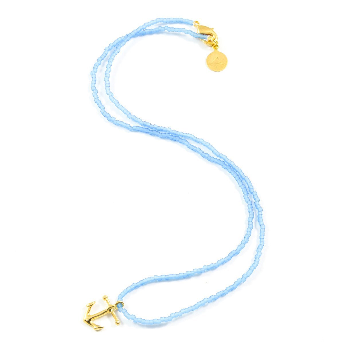 Sea Glass Blue Anchor Necklace