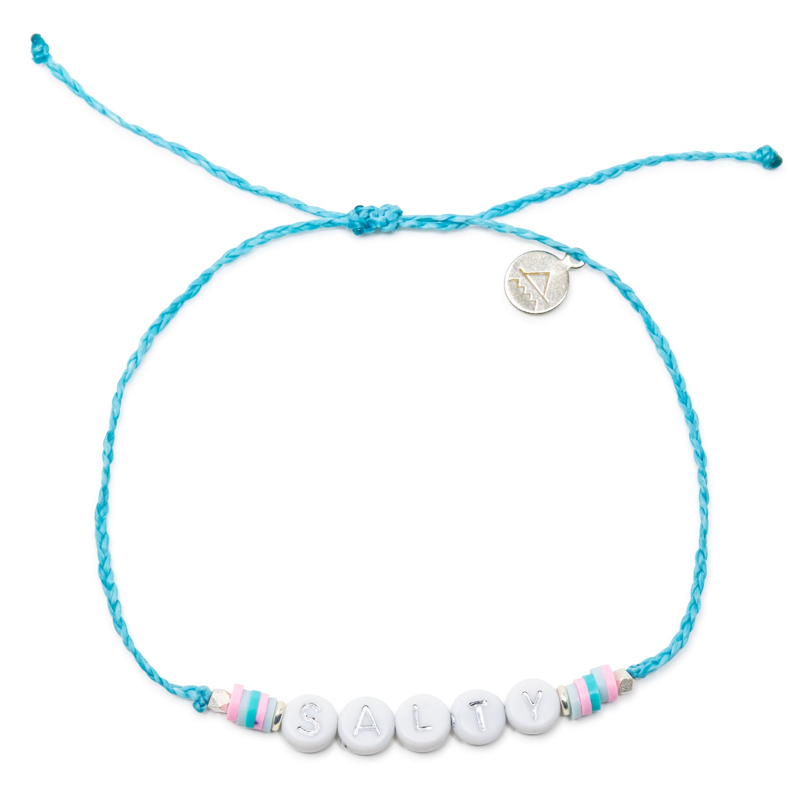 SALTY Word Anklet Teal on White