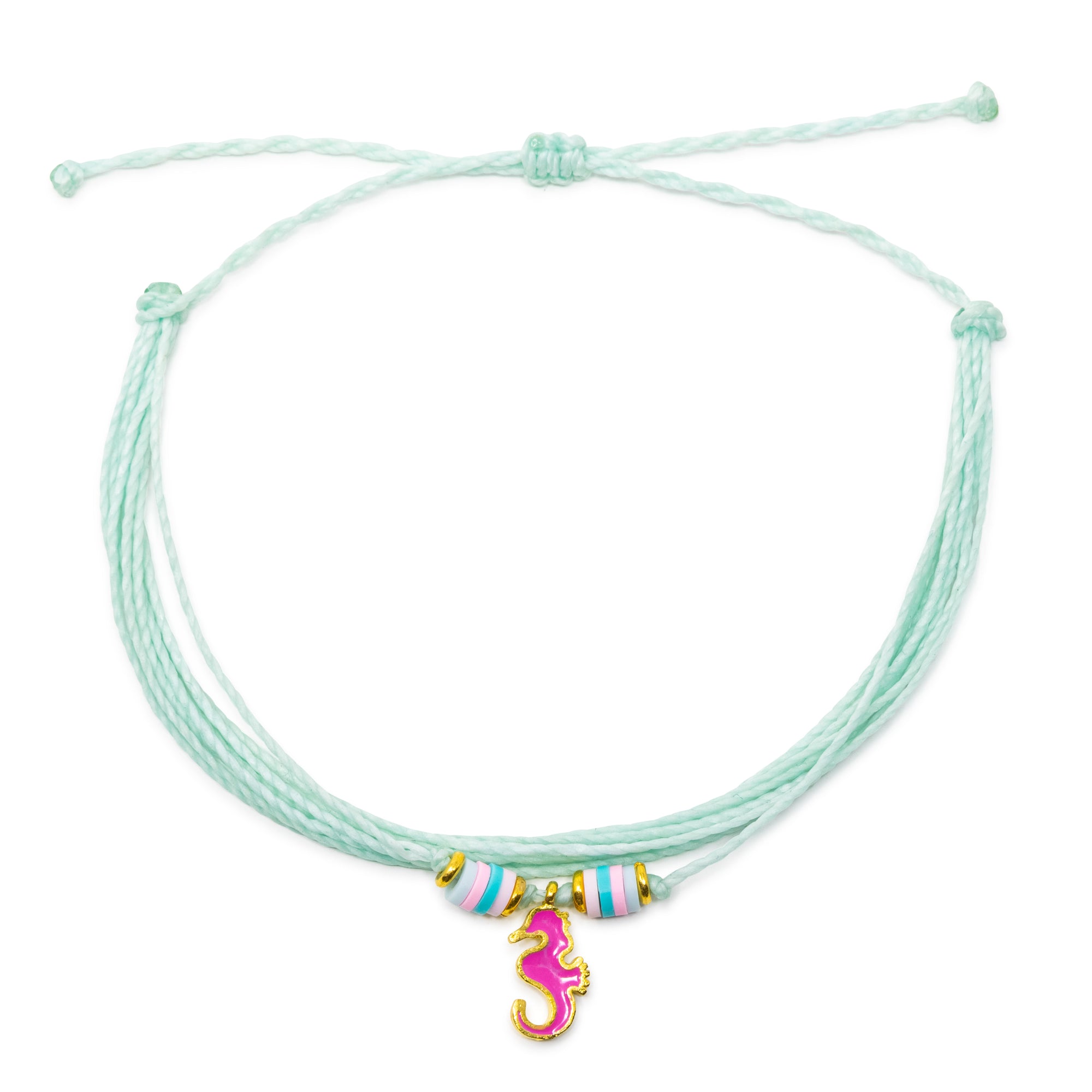 Bright Pink Seahorse Charm Anklet