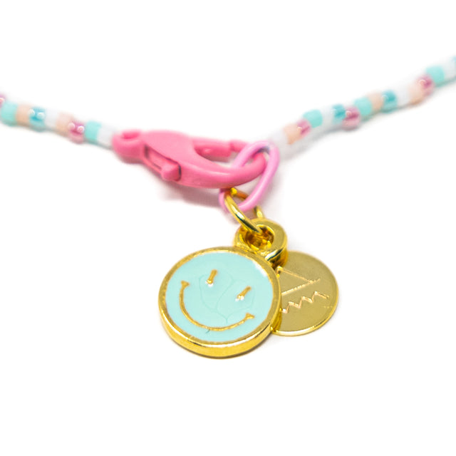 Thinking of You Sea Green Smiley Charm Necklace