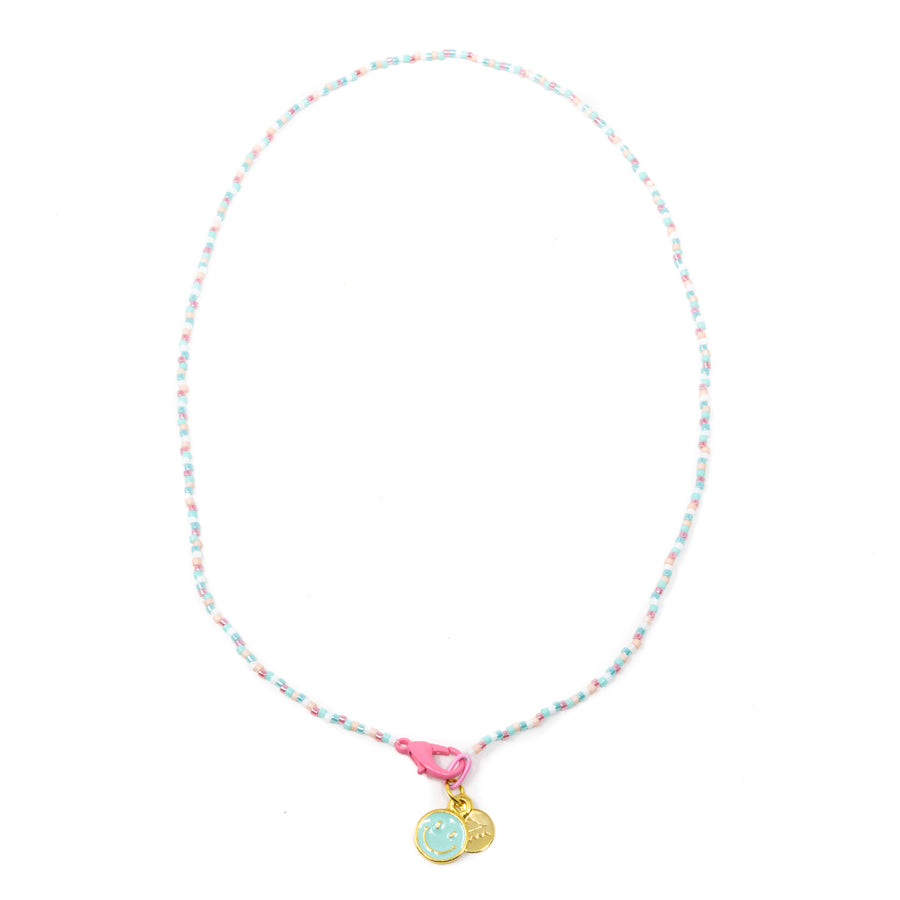 Thinking of You Sea Green Smiley Charm Necklace