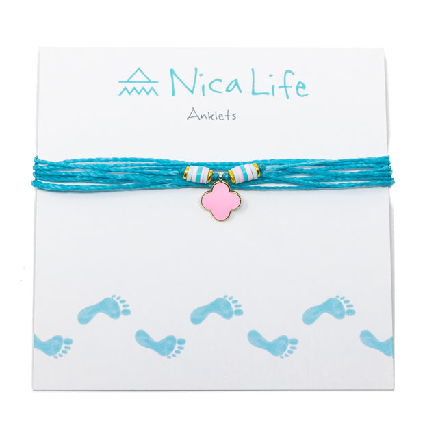 Light Pink Clover Charm Anklet