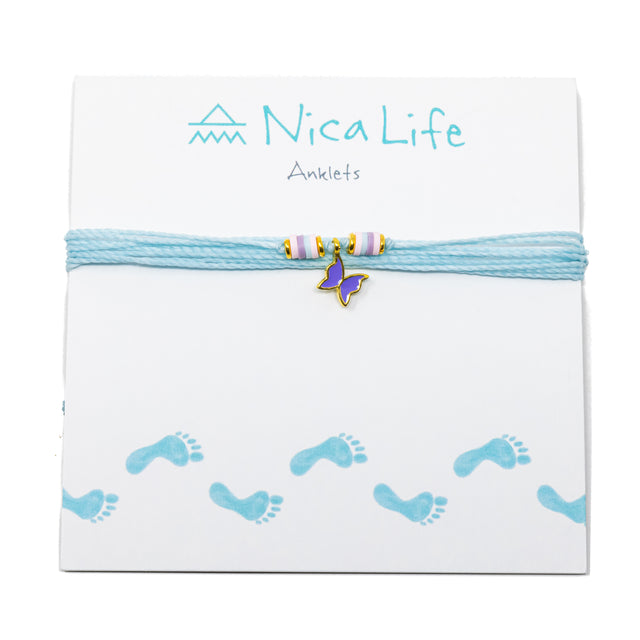Lavendar Butterfly Charm Anklet