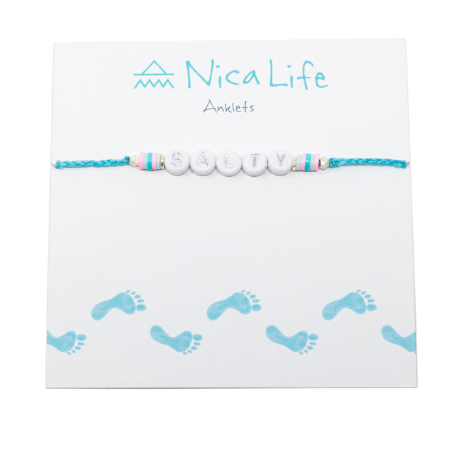 Teal SALTY Wear Your Heart Anklet in Silver
