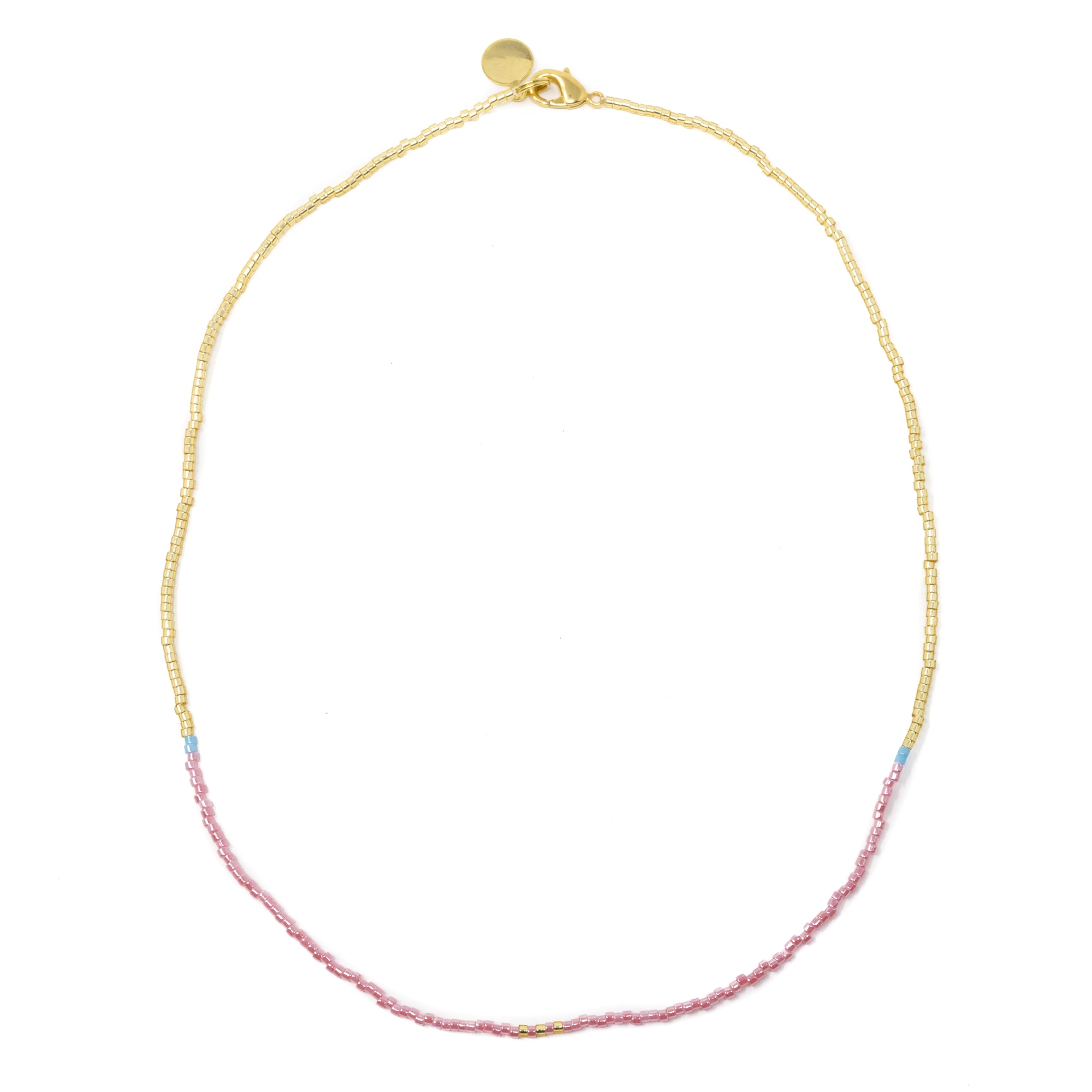 Pink Day at the Beach w/ Sparkle Gold Necklace