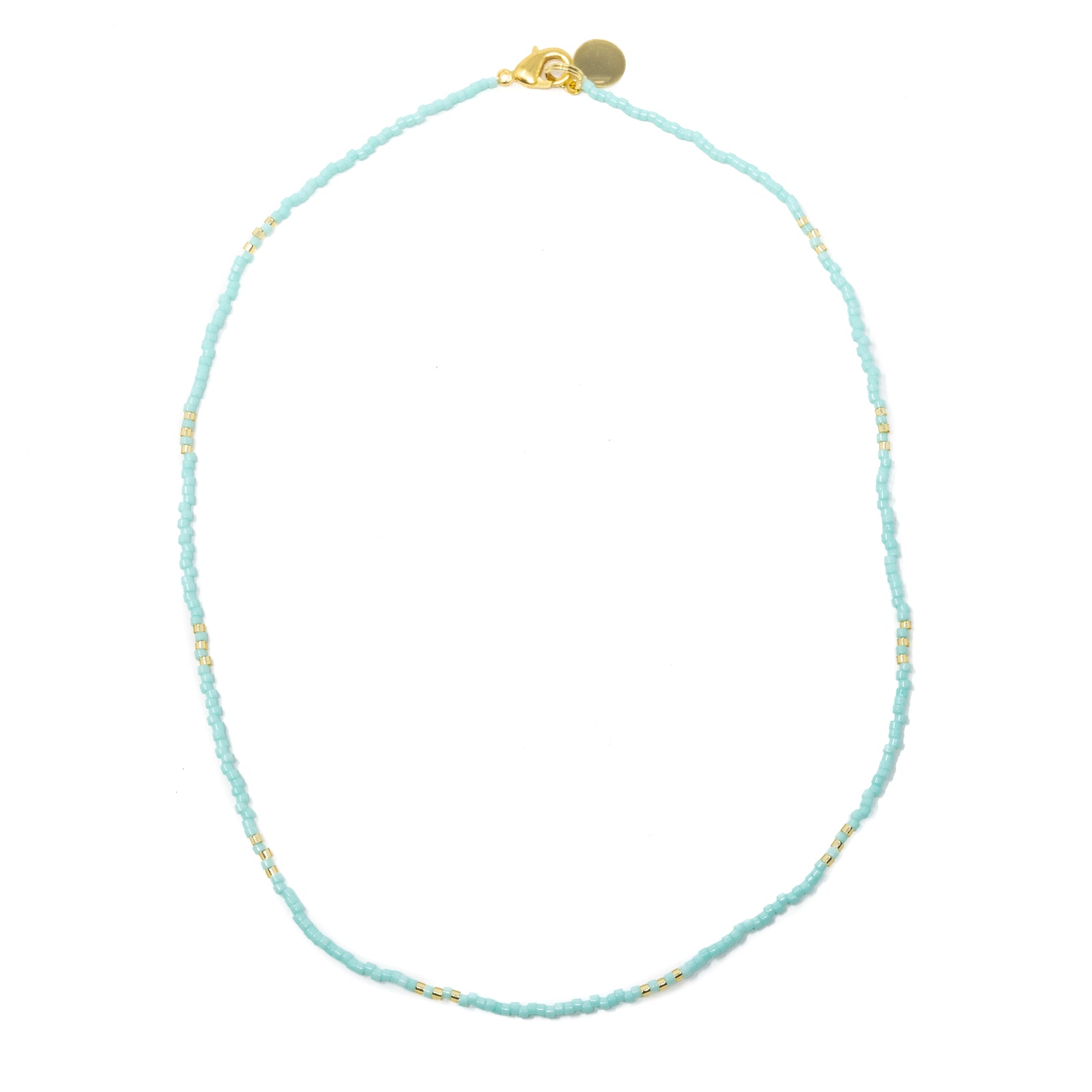 Seafoam & Sparkle Gold Simple Statement Necklace