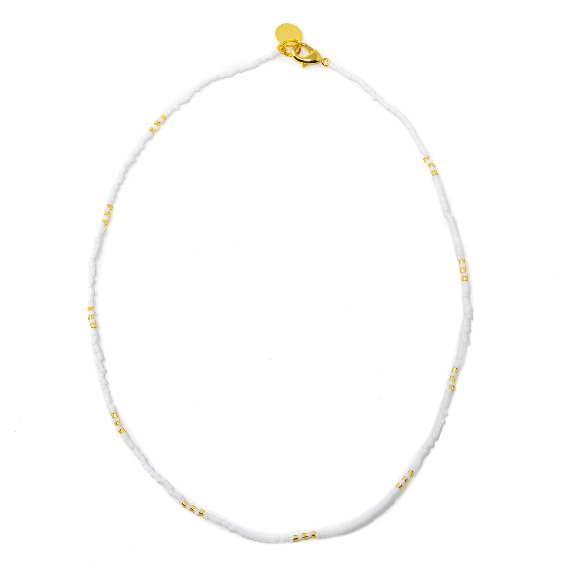 White & Sparkle Gold Simple Statement Necklace