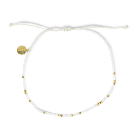 White & Gold Bead Anklet on White