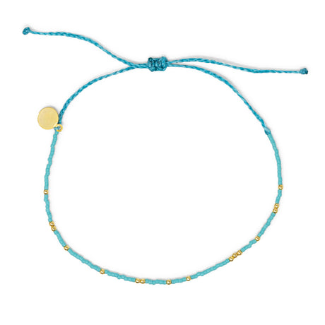 Teal & Gold Bead Anklet on White