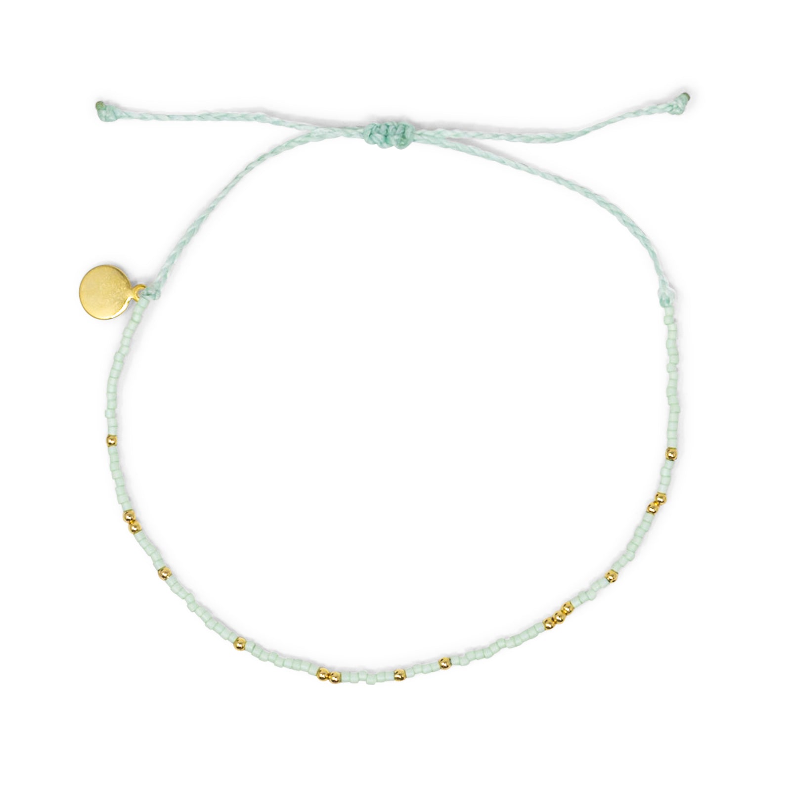 Mint & Gold Bead Anklet on White