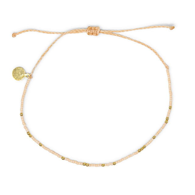Peach & Gold Bead Anklet on White