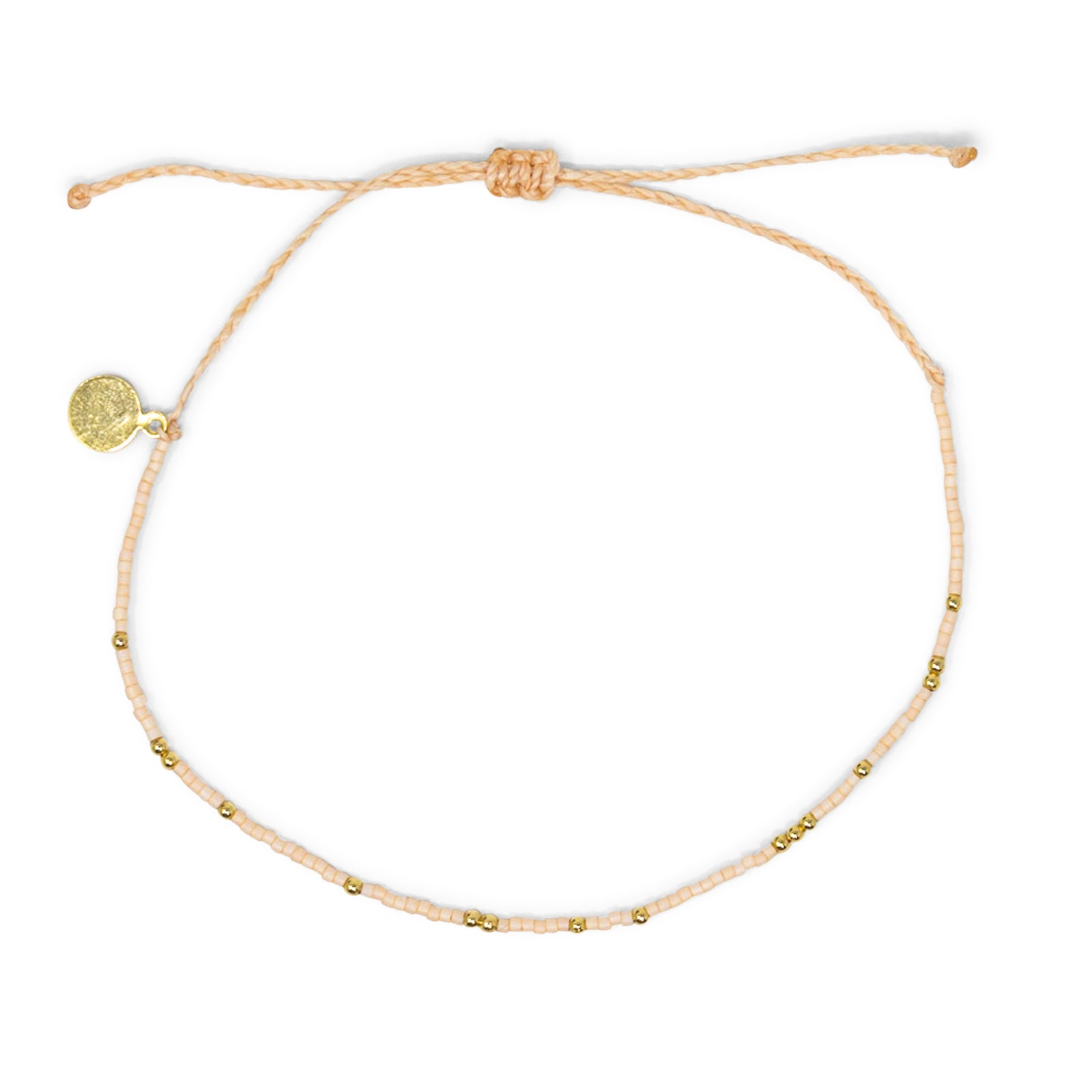 Peach & Gold Bead Anklet on White