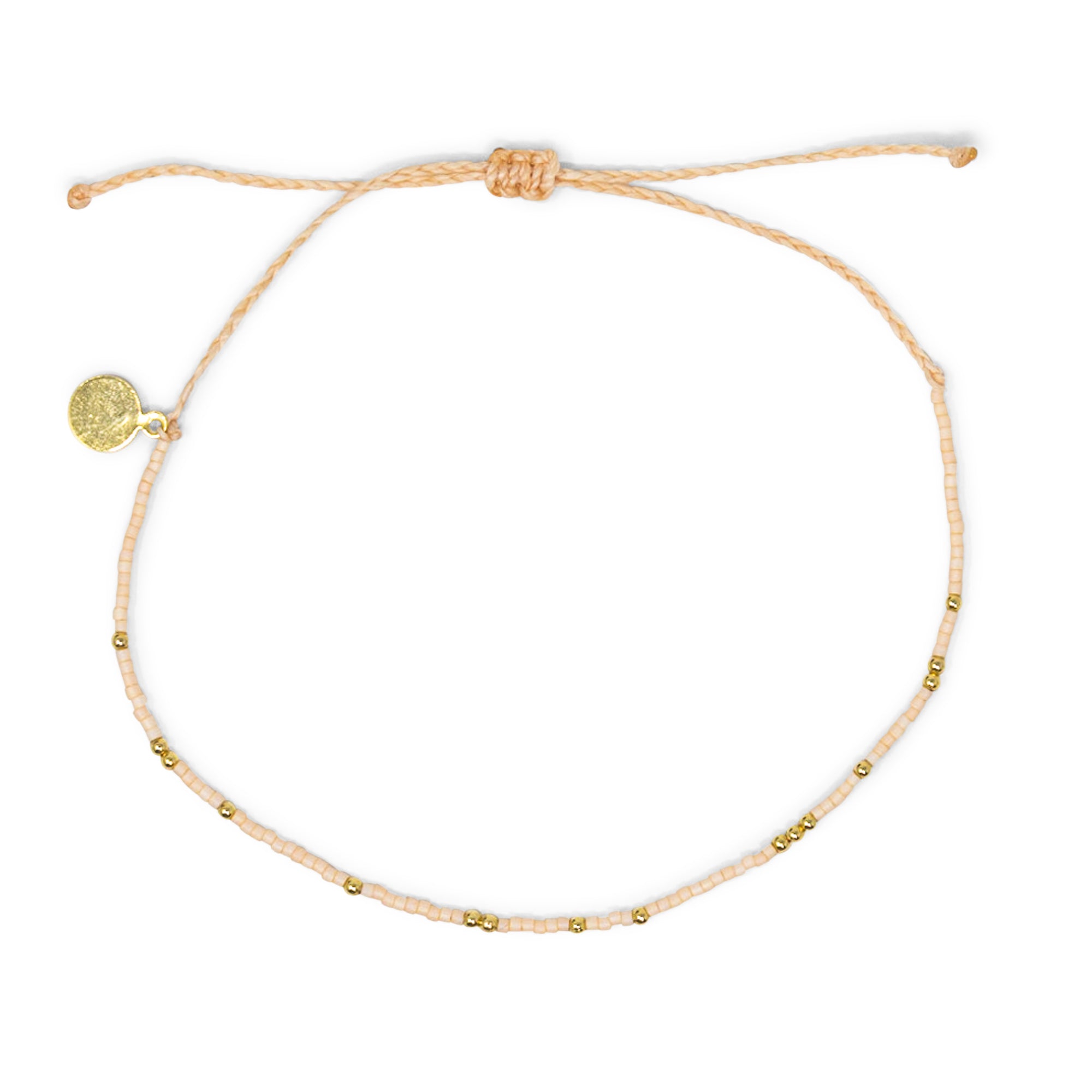 Peachy & Gold Bead Anklet