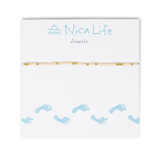 Peachy & Gold Bead Anklet