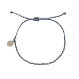 Denim & Silver Bead Bracelet