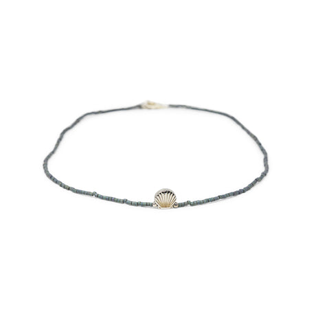 Denim & Silver Shell Necklace