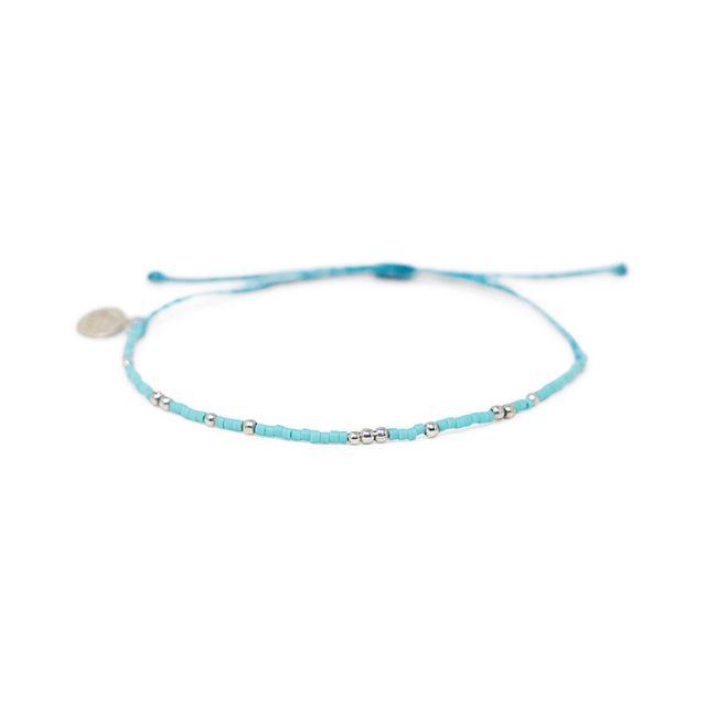 Teal & Silver Bead Bracelet